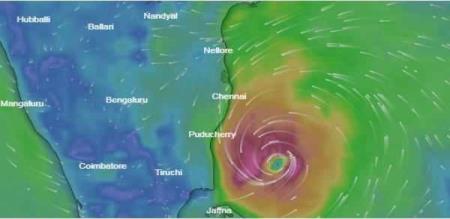 System caught between two anti-cyclonic circulations